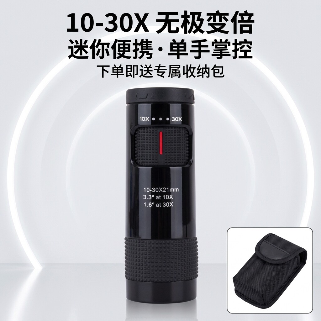 单筒望远镜高倍高清微光夜视变倍10-30x21迷你便携演唱会望眼镜