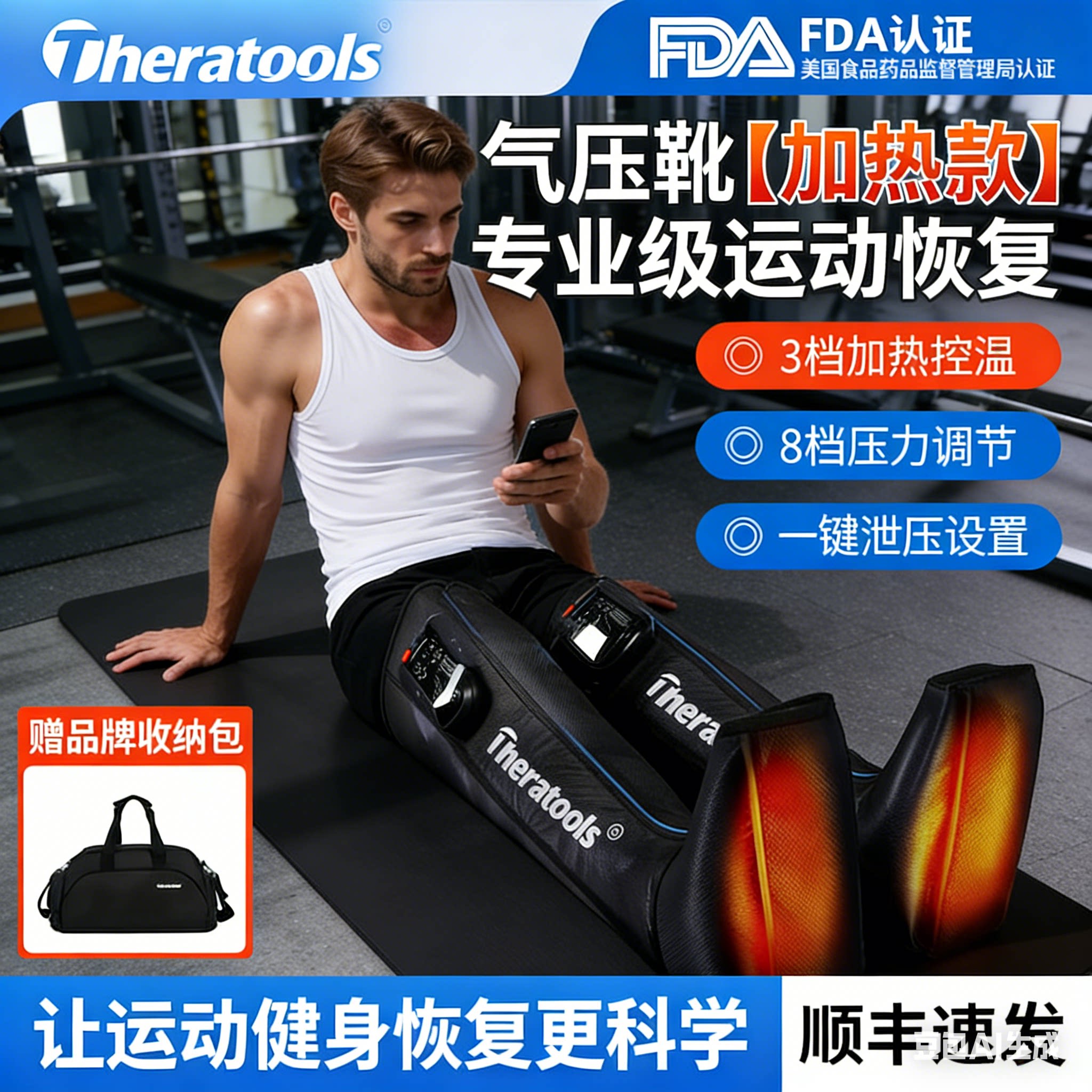 气压腿部按摩器空气波压力理疗器加压放松裤经络疏通仪气压恢复靴