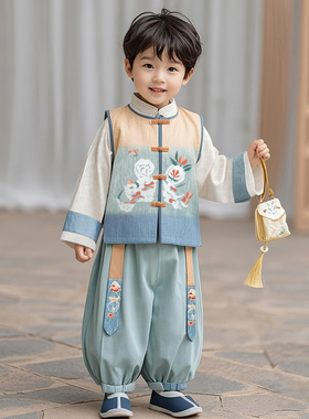 男童汉服儿童新中式国风套装男孩古风古装2026新款秋季男宝唐装男