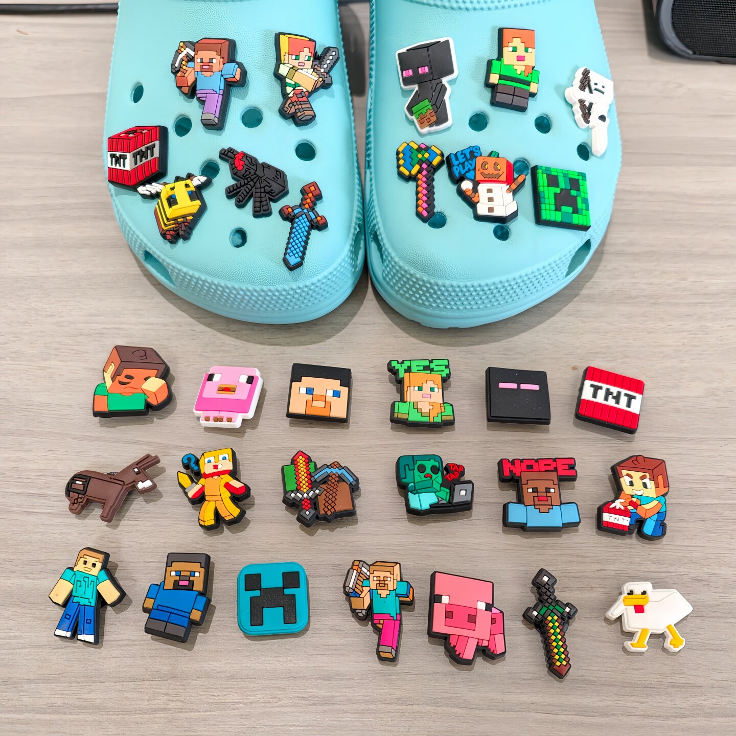 适配Crocs洞洞鞋我的世界鞋花卡通游戏鞋扣鞋面装饰配件男童鞋扣图片