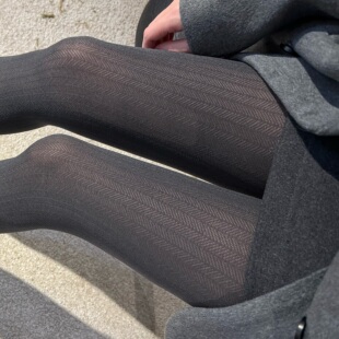 早春格雷系灰色麦穗人字纹80D打底袜气质显瘦通勤哑光微透连裤 袜