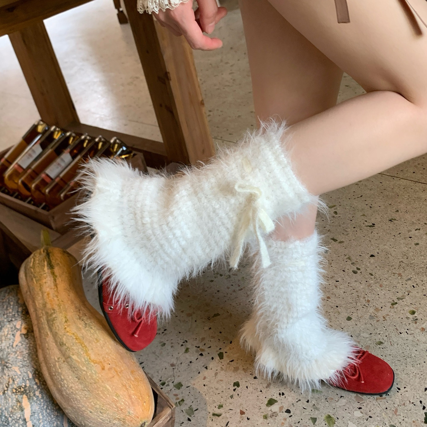 秋冬软乎乎保暖水貂毛荷叶边腿套粉色少女蝴蝶结阔腿堆堆袜套4色,女士内衣/男士内衣/家居服,连裤袜/打底袜,淘宝优惠券,粉丝福利购,淘宝优惠卷