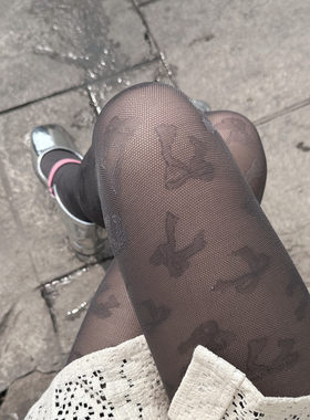 y2k千禧甜酷少女粉色提花丝袜