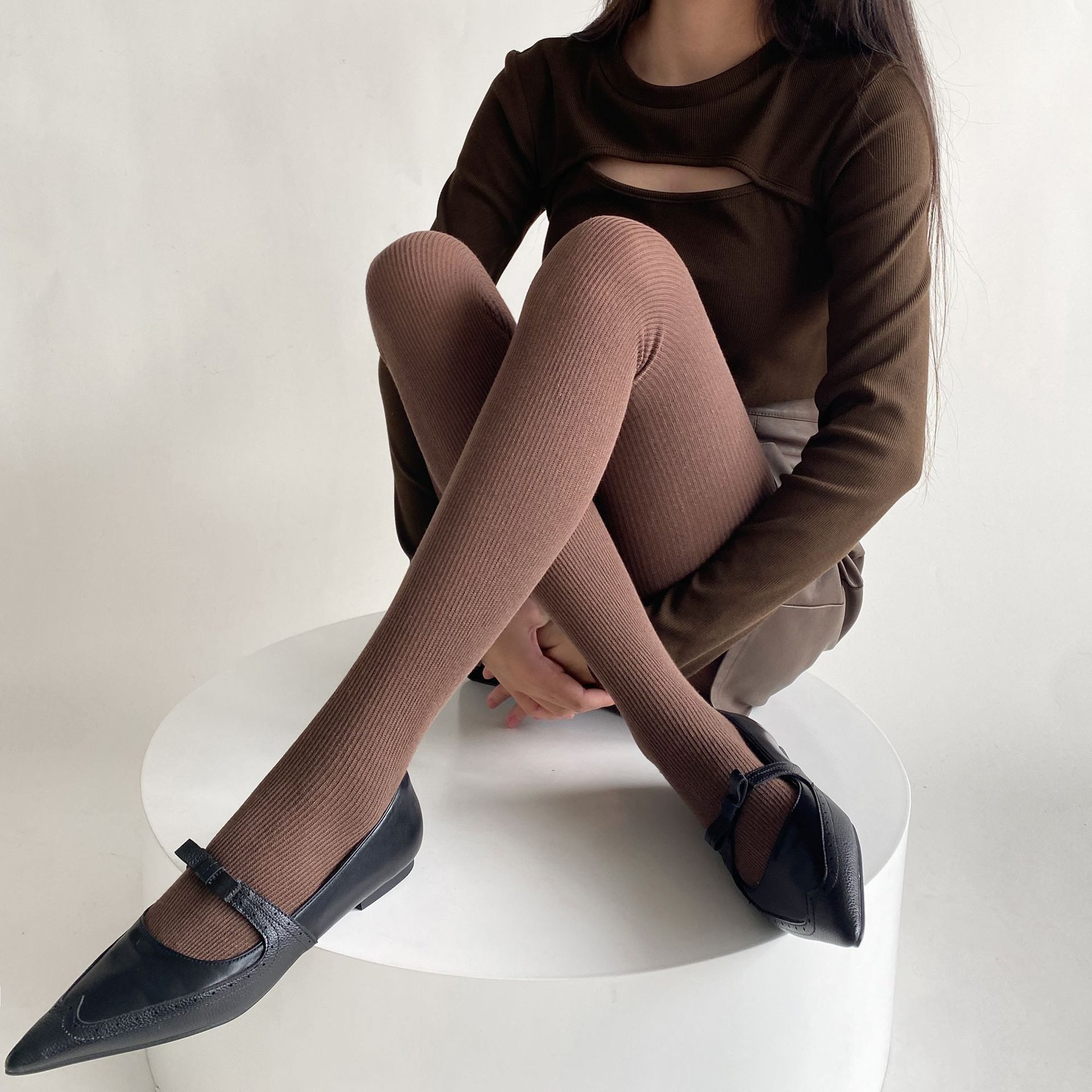 INS竖条百搭不加绒棉质打底连裤袜日系不透肉修身针织连脚袜多色,女士内衣/男士内衣/家居服,连裤袜/打底袜,淘宝优惠券,粉丝福利购,淘宝优惠卷