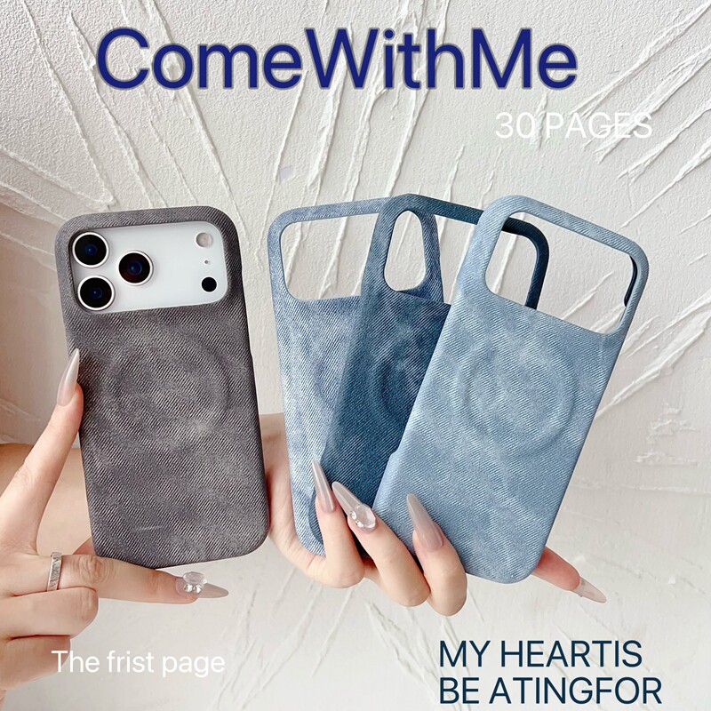 简约复古做旧牛仔布纹磁吸适用苹果iPhone16ProMax手机壳新款高级感15/14保护套防摔17promax半包商务男生AIR