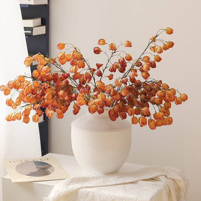 高级感栾树灯笼果仿真花客厅高端餐桌装饰摆件假花仿生灯笼花中式