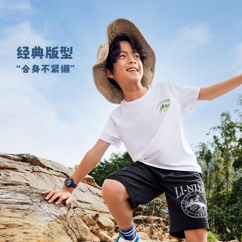 李宁正品运动生活系列男小大童圆领简约排湿速干短袖T恤YTSV167