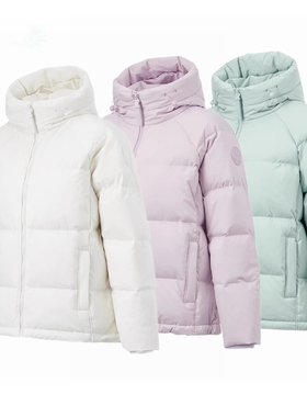 李宁羽绒服女2023冬新款健身防泼水宽松鸭绒连帽短外套AYMT090ZZ