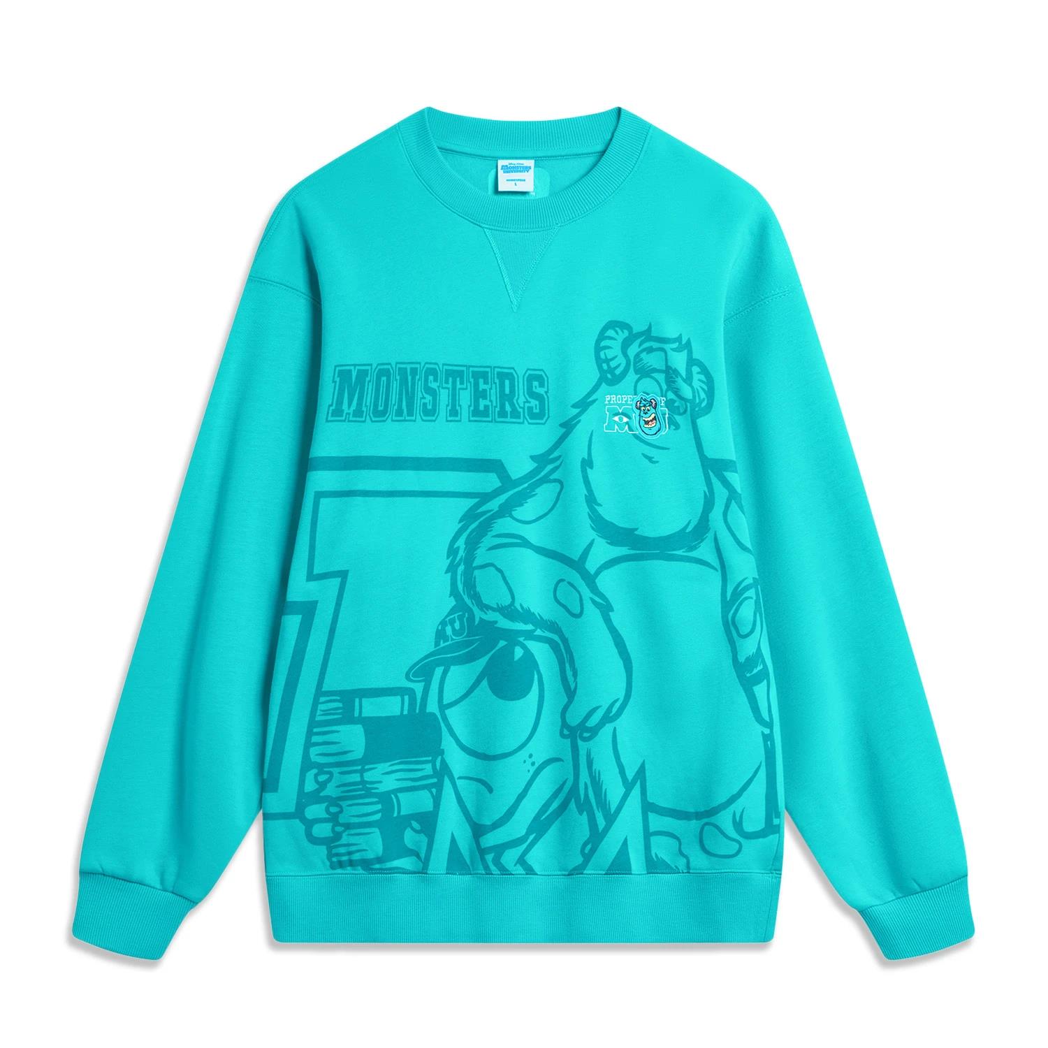 李宁套头加绒卫衣男2023冬新款怪兽大学联名上衣AWDT813LL