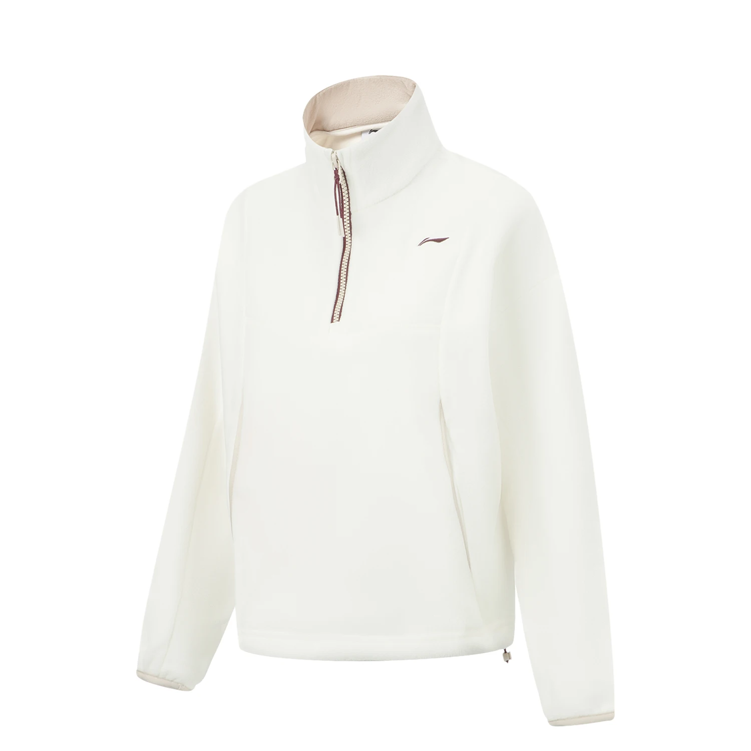 李宁2025新款女子加绒保暖立体裁剪宽松套头摇粒绒卫衣AWDVE44-1