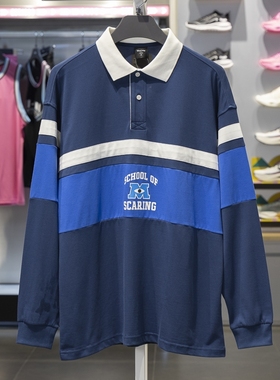 李宁2024秋季X怪兽大学联名男子宽松长袖POLO衫APLU145LL