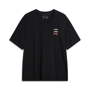 李宁短袖男款2024夏季新款男子宽松休闲圆领半袖运动T恤男AHSU709