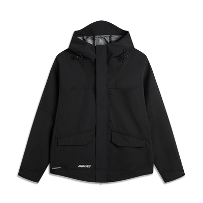 李宁反伍BADFIVE男子防泼水简约百搭宽松连帽运动风衣AFDU493
