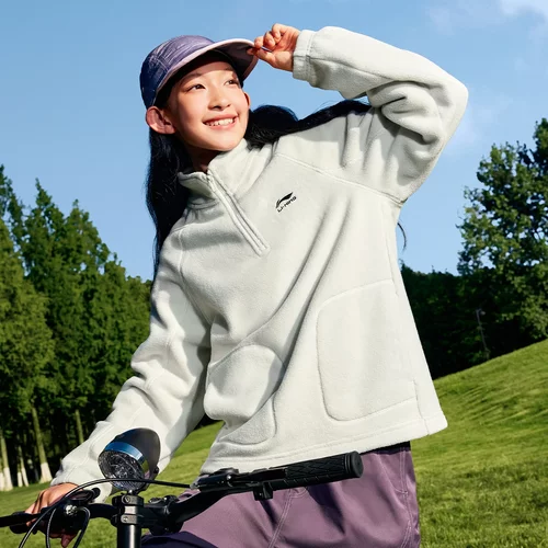 李宁男大童加绒保暖宽松套头摇粒绒卫衣YWDV547-1