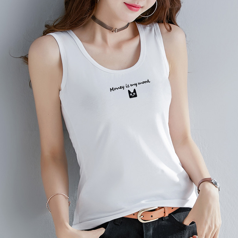 工字跨栏运动外搭掉带背心女外穿无袖吊带内搭上衣纯棉女士打底潮