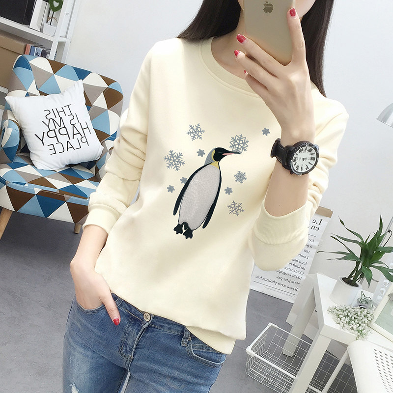 加绒长袖t恤女秋冬2020新款韩版宽松保暖加厚外穿百搭上衣打底衫