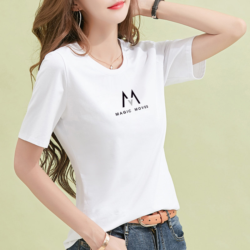 纯棉短袖t恤女夏季薄款法式白色体桖设计感宽松半袖印花上衣ins潮