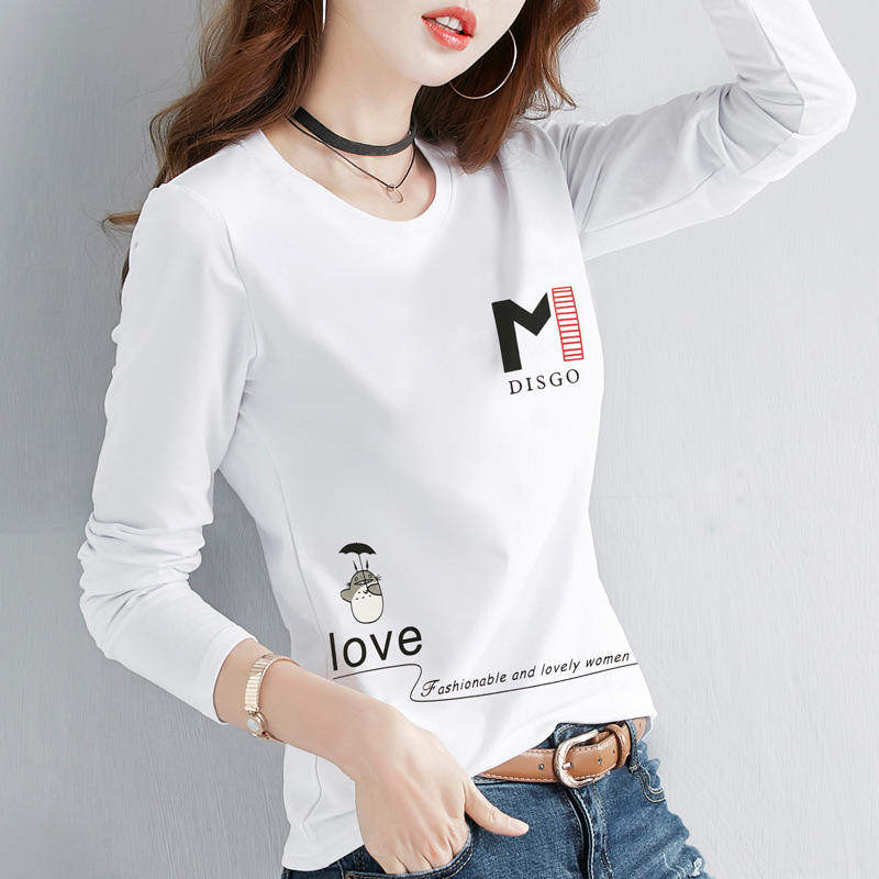 纯棉t恤女长袖修身2025新款秋装内搭白色洋气上衣体恤秋冬打底衫