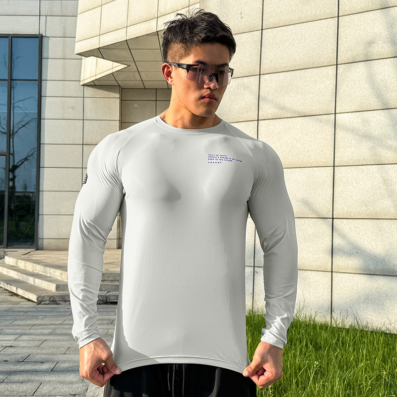 ORGN秋冬速干运动长袖男子跑步修身训练健身衣弹力打底T恤紧身衣