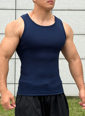 ORGN重磅螺纹加粗紧身背心男美式运动T恤纯色坎肩训练无袖健身衣