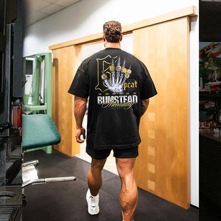 大码 训练短袖 健身衣 半袖 C宝克里斯春夏运动T恤男宽松圆领纯棉美式