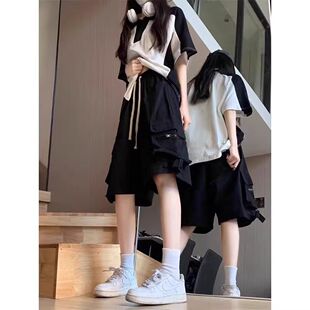 日系余文乐工装短裤男潮牌大码宽松夏季薄款多口袋五分休闲中裤子