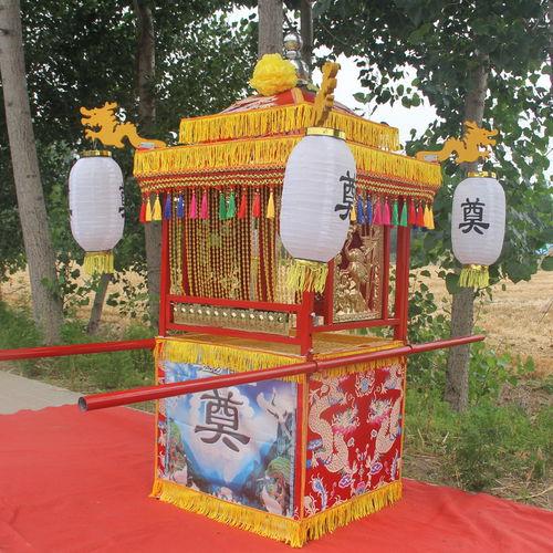 白事中式戏曲风镂空雕花八抬花轿