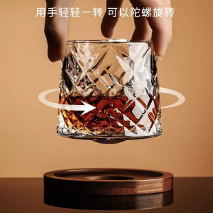杯子玻璃水杯耐高温饮品杯 旋转咖啡杯透明拿铁杯高级感轻奢冰美式