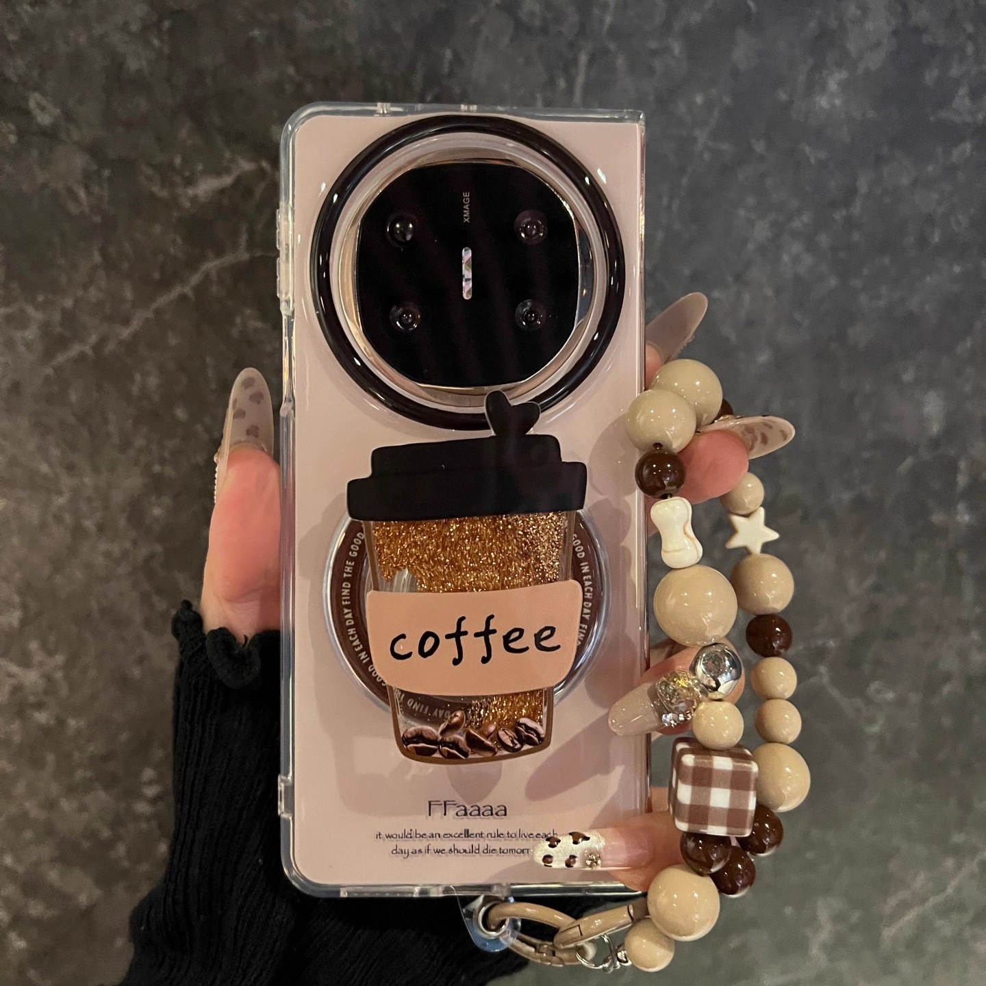 适用华为matex6手机壳折叠屏新款冰摩卡色imd咖啡流沙磁吸支架外壳matex5典藏版全包防摔小众ins风创意保护套