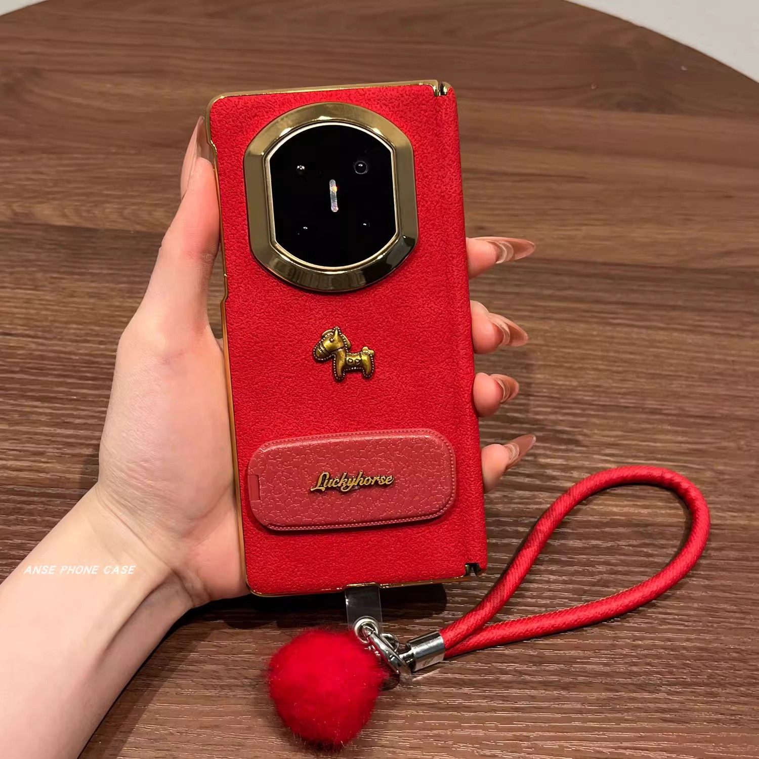 金属小马镜面支架适用华为matex7折叠屏手机壳x6新年款红色x5毛球手提x3中轴保护壳x7典藏版超薄防摔套皮纹潮,3C数码配件,手机保护套/壳,淘宝优惠券,粉丝福利购,淘宝优惠卷