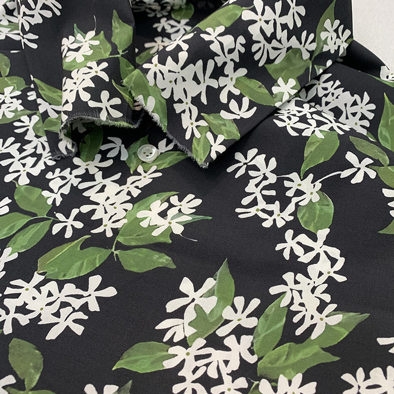 【C-131】黑底绿色小碎花布料纯棉 手工缝纫布 diy制作连衣裙面料