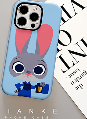蓝色兔子警官手机壳适用苹果iPhone17proma小米16air15菲林软二合一APP小米4华为mate70OPPOmagic8reno13vivo