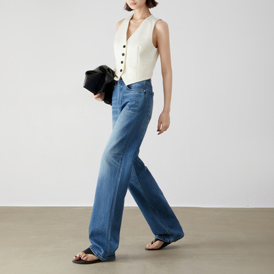 进口BOSSA面料！天花板推荐~土耳其牛仔裤女高腰阔腿拖地直筒裤子