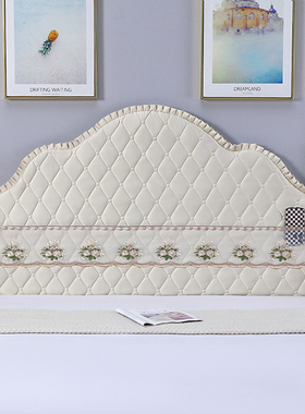 定制床头套罩全包柱子新款欧韩式弧形半圆万能靠背木板软包防尘棉