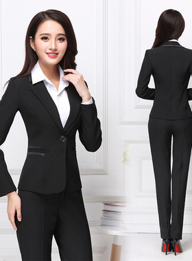 职业西装外套女上衣黑色时尚韩版修身小西服女学生面试工装工作服