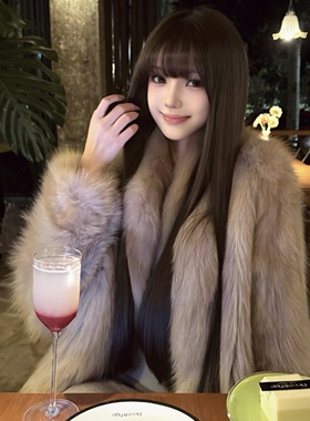 高级感仿狐狸毛环保皮草女2025新款秋冬巨好看皮毛一体厚毛毛外套
