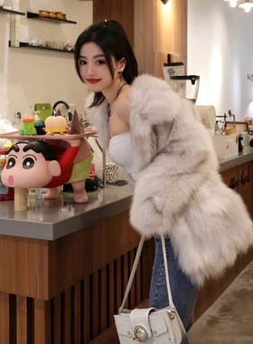 神明少女环保皮草外套2025新款托斯卡纳仿狐狸毛皮毛一体毛毛大衣