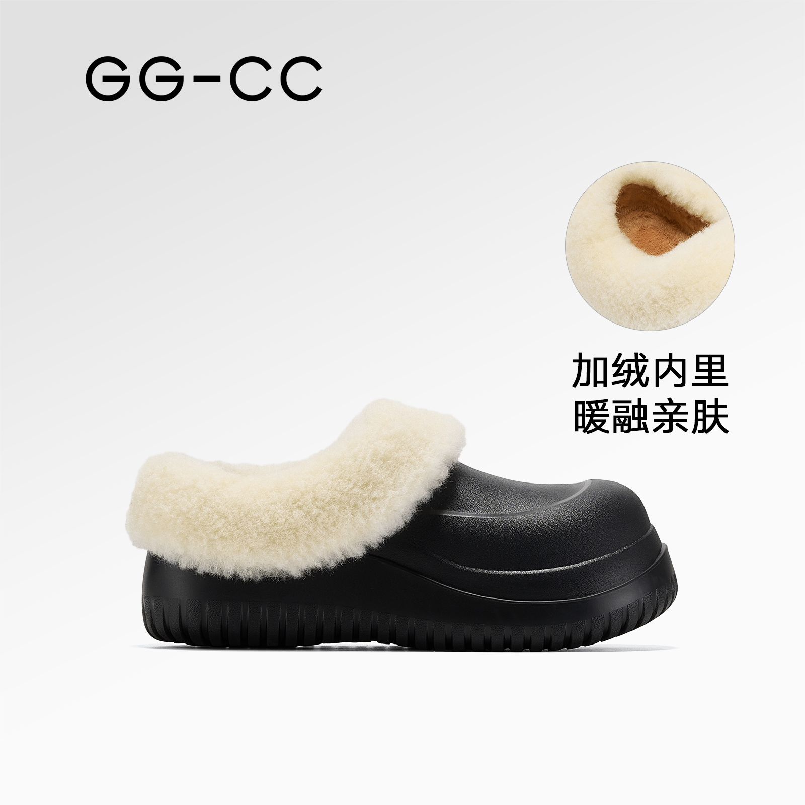 GGCC大头丑萌毛毛拖加绒包头拖鞋