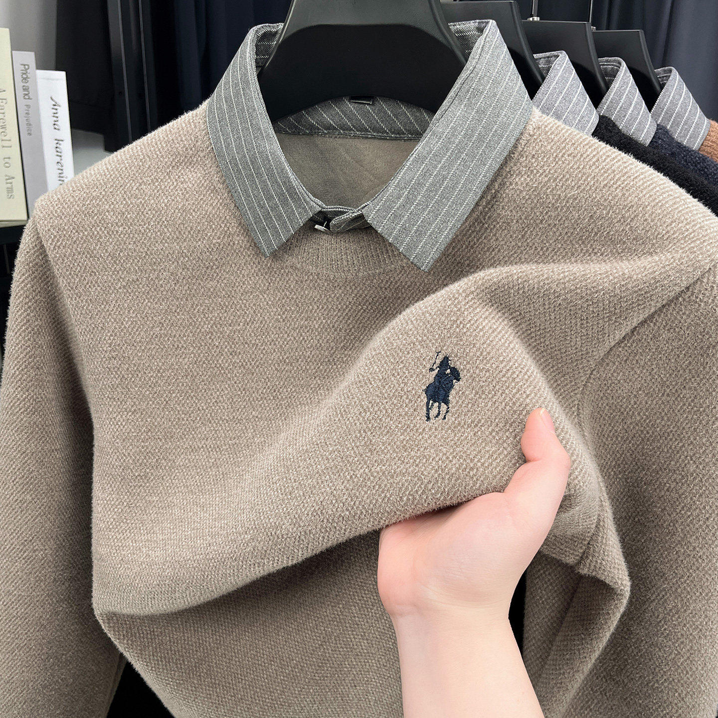 衬衫领假两件毛衣男加绒加厚冬季一体绒保暖针织打底衫男2025新款,男装,针织衫/毛衣,淘宝优惠券,粉丝福利购,淘宝优惠卷