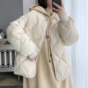 2024年春季新款韩版轻薄短外套小个子羽绒棉服外搭女宽松菱格棉衣