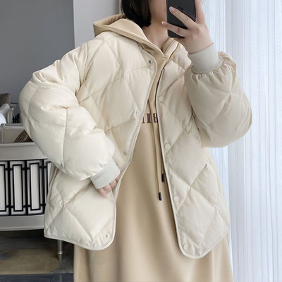 2024年春季新款韩版轻薄短外套小个子羽绒棉服外搭女宽松菱格棉衣