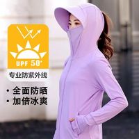 防紫外線薄款冰絲防曬衣帽子面罩一體女款2024新款薄紗外穿防曬服