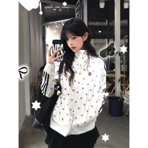 韩系波点立领轻薄防晒外套女