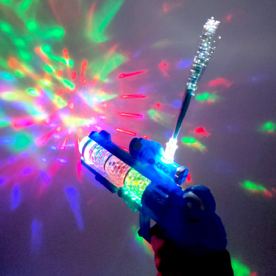 儿童玩具男孩2021年新款发声光电动玩具枪音乐光纤投影语音耐摔枪