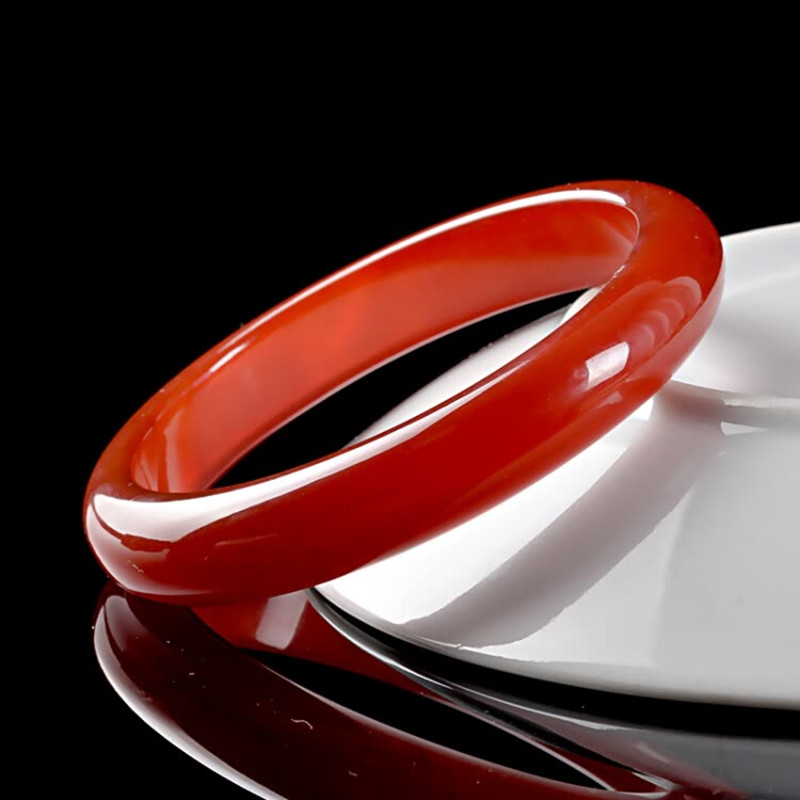 天然冰种中国红玉髓玛瑙手镯女款冰种玉髓玛瑙个性时尚复古送证