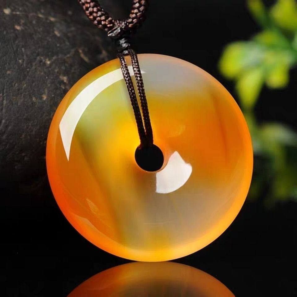 天然巴西冰种玛瑙玉髓平安扣挂坠玉坠男女情侣款简约吊坠包邮