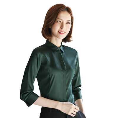 方领白衬衫方领中袖薄款工作服