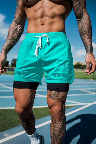 美式运动短裤男夏季健身速干假两件双层篮球裤田径跑步训练裤