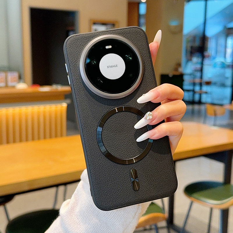 轻奢皮纹磁吸环适用华为mate80手机壳新款mete80pro防摔保护套魅特80por十男女高端镜头大孔外壳m80真皮裸感