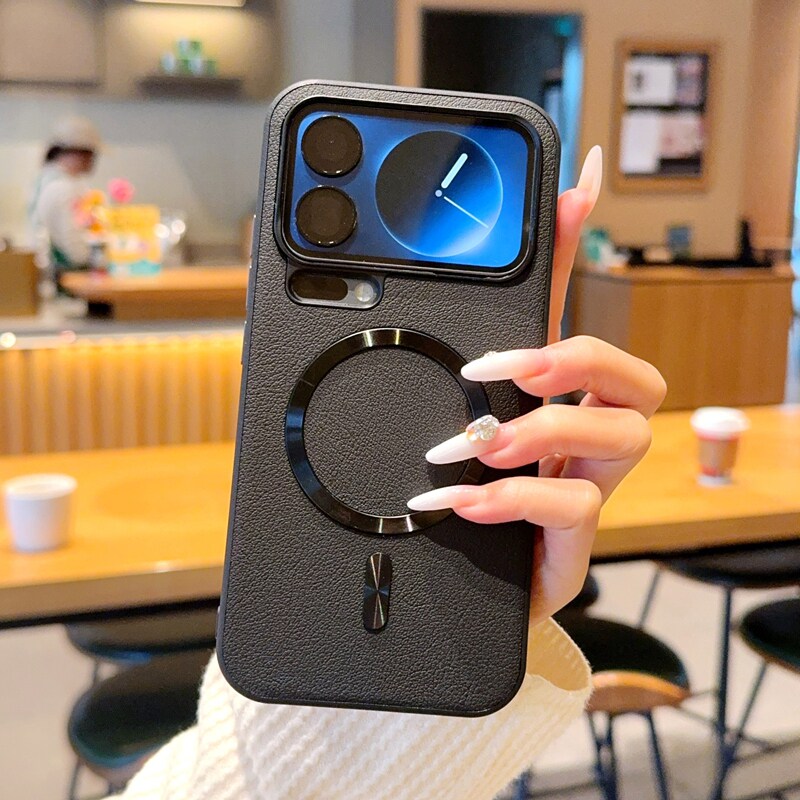 适用小米17promax手机壳肤感皮纹磁吸环xiaomi17pro保护套新款超薄大孔17高档轻奢xiaomi十七男真皮防摔外壳